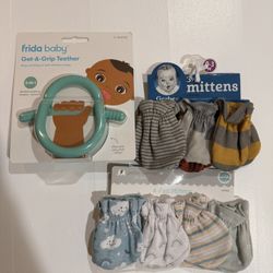 Baby Mittens And Teething Toy 