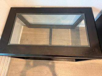 Black Wood Coffee Table with Glass Top