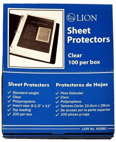 Sheet Protectors Clear 100/bx Standard 8.5”x11” Top Load