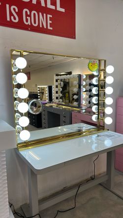 Black Friday Sale! Huge Golden Hollywood Vanity Mirror 48”x36”