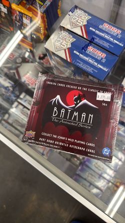 Upper Deck Batman: The Animated Series Trading Card Box — $275  Brand-new and factory sealed!  🦇 12 packs per box with 6 cards per pack 🃏 Collect th