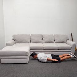 *Comfy af!!!* Large Prestige Light Gray Sectional Couch - Deep (Very Soft) - Washable - Can Deliver