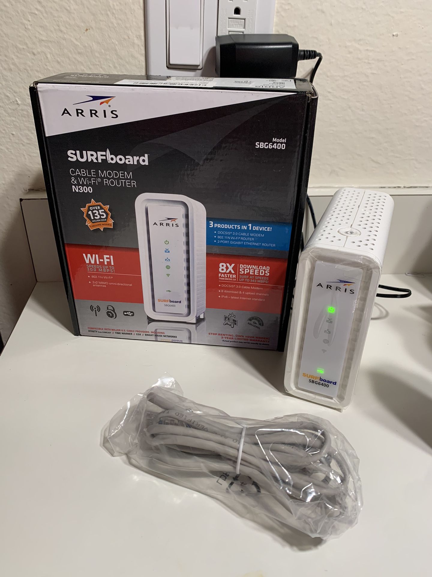 $25: ARRIS SURFboard - SBG6400 - 8x4 DOCSIS 3.0 - N300 Cable Modem Router (Like New)