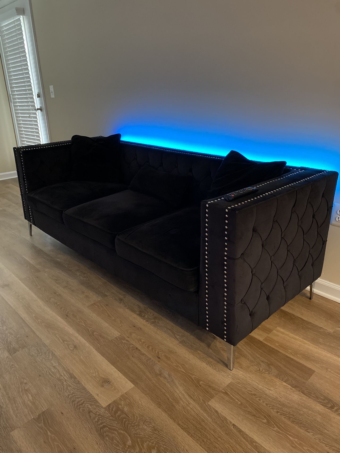 Pretty Black Suede Couch