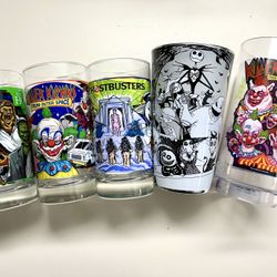 Set of 5 Horror-Themed Glasses New Never Used