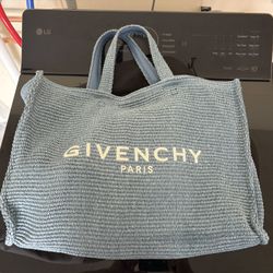 Certified Authentic GIVENCHY Raffia Large G Shopping Tote Denim Blue