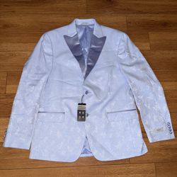 Alfani  Slim Fit Dinner Jacket Mens 42R 42 Blue Floral Shawl Lapel Blazer $295