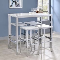 White Bar Table And Stools