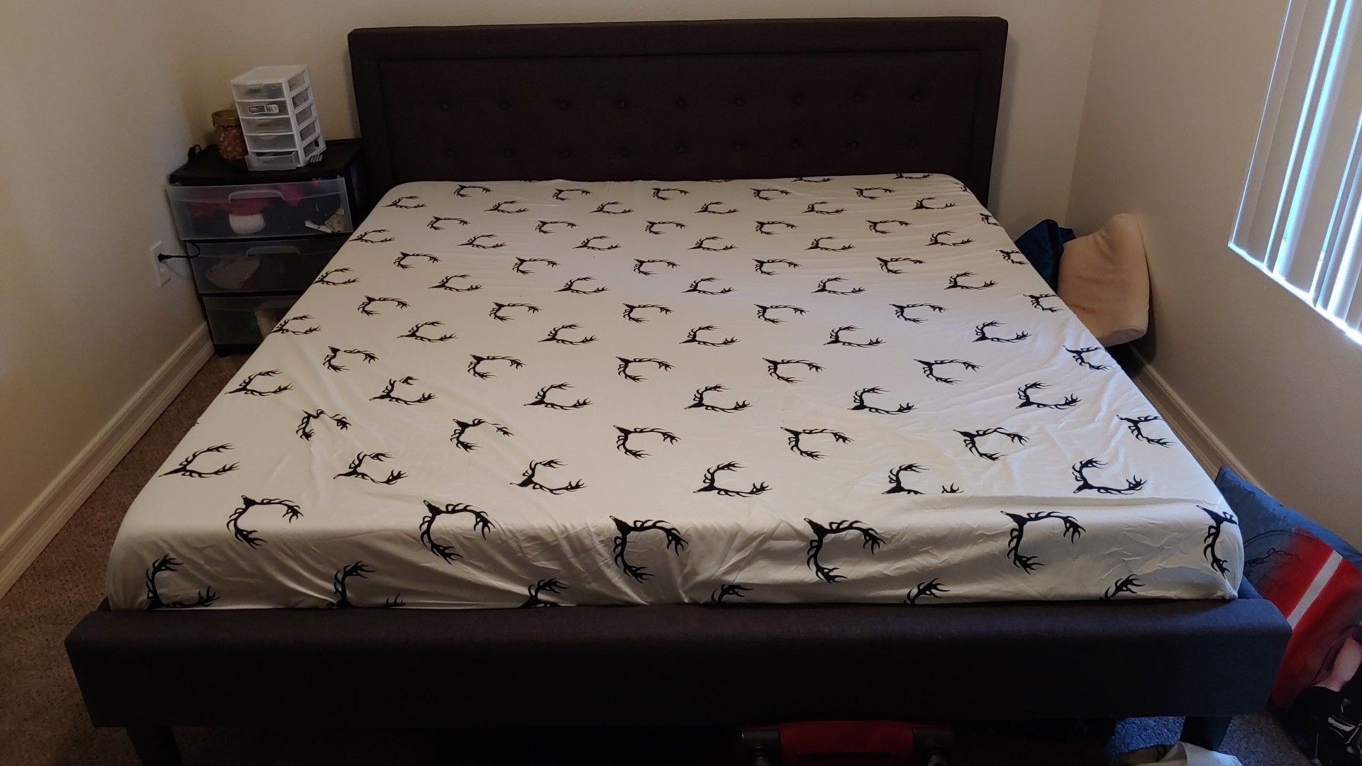 King sized memory foam bed and frame