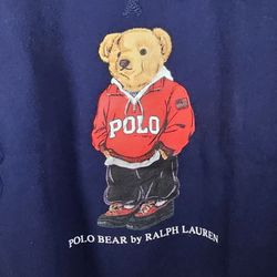 RL Ralph Lauren POLO Navy Blue Long Sleeved Sweatshirt with Bear.  Size 7.