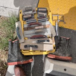 Cement Finishing Tools And Mixer W Boots
