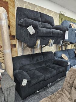Ashley Furniture In Stock SimpleJoy Black Color Sofa Lovese Special