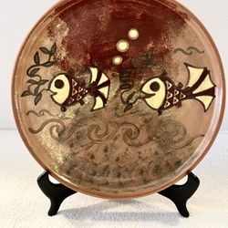 Seminario Urabamba Cusco Peru Clay Pottery-Hand Crafted & Painted Plate/Trivet/Decor- Marked-10.5"