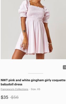 White and pink ginham girly babydoll dress.  Size L