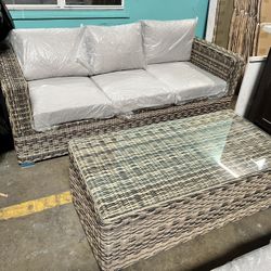 Patio Furniture Sofa Seat With Coffee Table Set