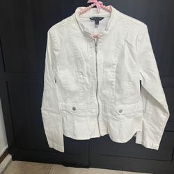 Baccini white zip up jacket