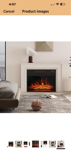 18" Electric Fireplace Insert, Recessed Fireplace Heater with Low Noise, Remote Control with Timer, Touch Screen, Adjustable Flame Brightness, 18.6" L