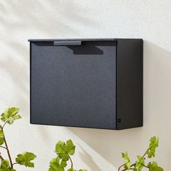 Post & Porch Cubby Wall-Mount Mailbox — Black Parcel & Package Box
