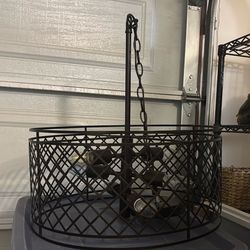 Modern Indurstial Cage Chandelier – Hardwired Light Fixture