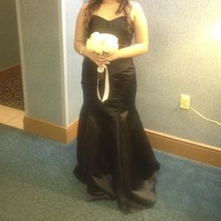 TWO Alfred Angelo strapless black bridesmaid dress