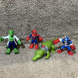Marvel Imaginext 4 Captain America Spiderman Lizard Dr Conners Alligator croc