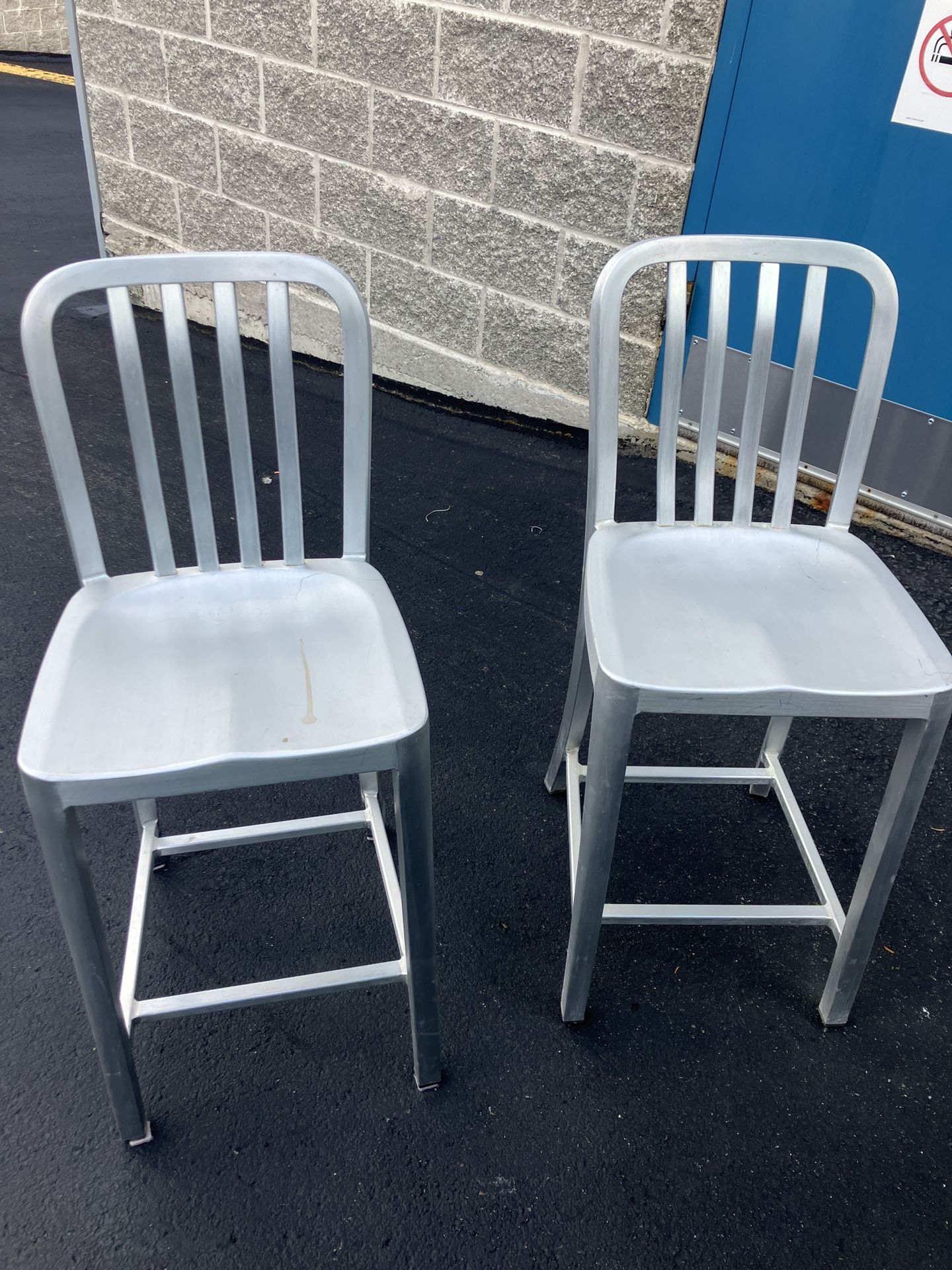 Crate & Barrel Delta Aluminum High Chairs