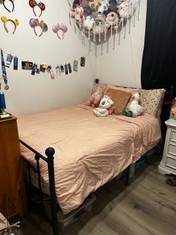 Full size bed frame and mattress