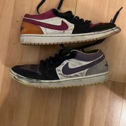 Nike Air Jordan 1 Low SE in the "Mismatched" Purple Magenta colorway