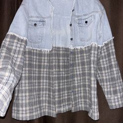 Fashion Nova Flannel Denim Jacket 