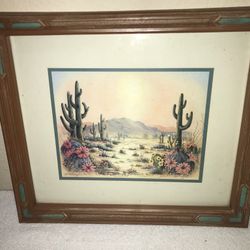 Kathleen English Pitts Framed Southwestern Signed Desert Print