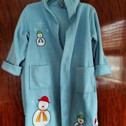 Kids Fleece Robe With Snowman Design