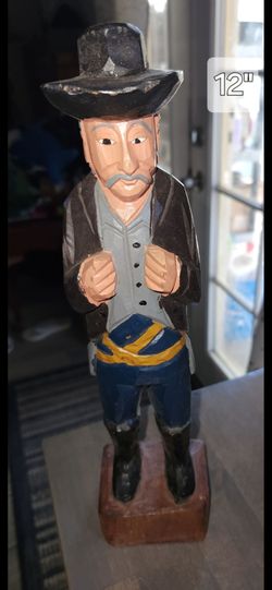 Vintage wood carved cowboy Figurine