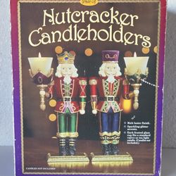 Pair of Nutcracker Candle Holders 12" Christmas Decoration Set Costco #796200