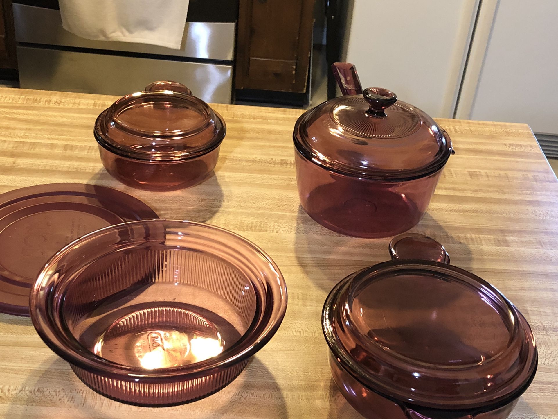 8 Pc Vision Set Cranberry Color Excellent Condition