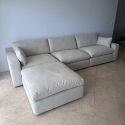 NEW Large Beige Linen Cloud Couch Sectional