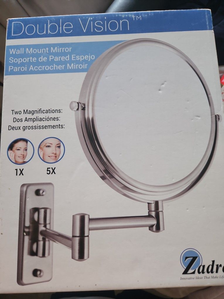 Zadro Double Vision Wall Mount Mirror – 1X/5X Magnification