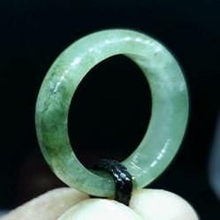 Burmese icy Type A Jadeite Jade Lucky Ring US 6.5.
