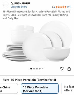16-Piece Porcelain Dinnerware Set for 4 (White)