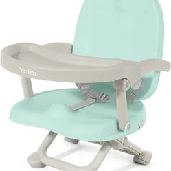 YOLEO High Chairs for Babies and Toddlers, Booster Seat for Dining Table with 4 Level Height Adjustable, Travel High Chair Folding Booster Seat(Green)