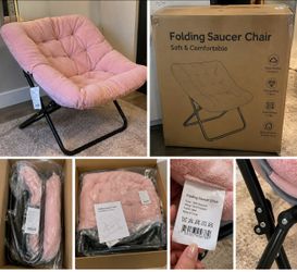 I have Four  Folding Saucer Chair Pink Sherpa