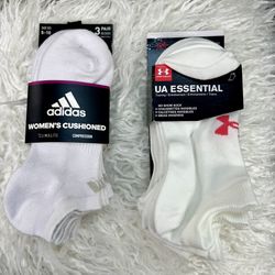 NEW Women’s Adidas & Under Armour No-Show Sock Packs – Cushioned & Essential Training Socks