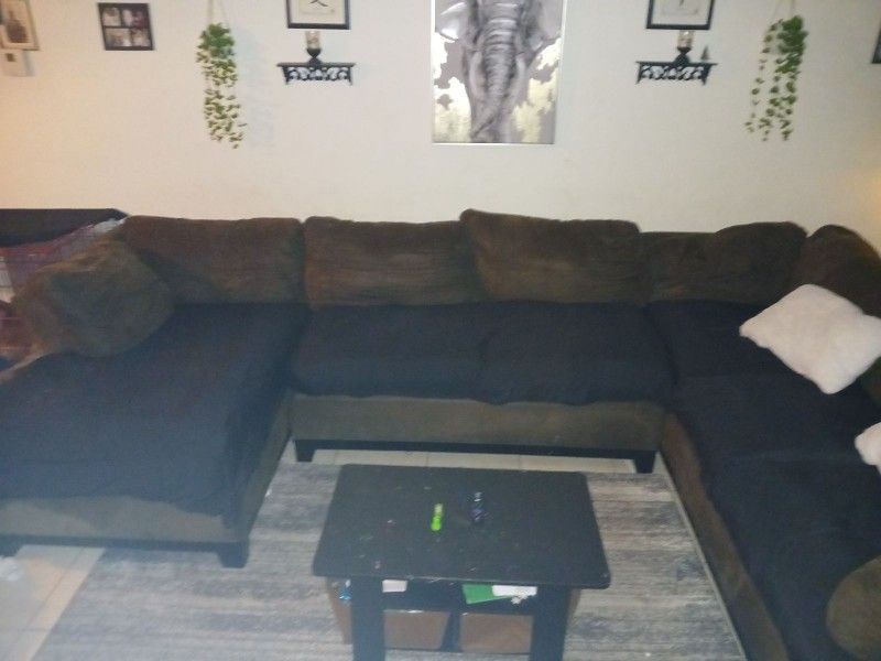 brown Sectional couch 