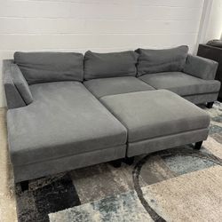 Gray Sectional Sofa Free Delivery Costco Couch Ottoman Set