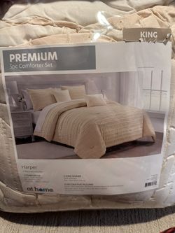 5 Piece Beige Comforter Set  
