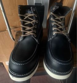 Black Moc Toe Work Boots soft new all size