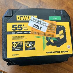 55 ft. Green Self-Leveling Cross Line Laser Level with (2) AA Batteries & Case