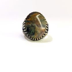 Natural Arabian Gemstone Ring With Silver Frame 925 Size 10 USA