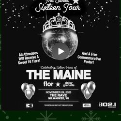 The Maine Concert Tickets - 2 Physical Tickets Milwaukee WI Nov 29th