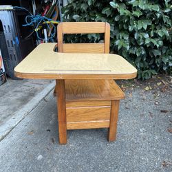 old fashioned children’s chair and desk