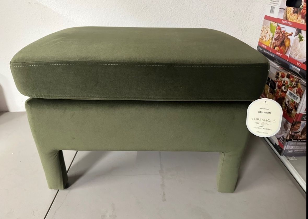 Green Velvet Ottoman